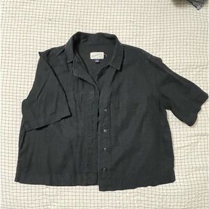 Black cropped button up